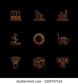 Set of 9 icons, for web, internet, mobile apps, interface design: business, finance, shopping, communication, fitness, computer, media, transportation, travel, easter, christmas, summer, device