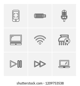 Set of 9 icons, for web, internet, mobile apps, interface design: business, finance, shopping, communication, fitness, computer, media, transportation, travel, easter, christmas, summer, device