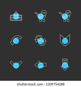 Set of 9 icons, for web, internet, mobile apps, interface design: business, finance, shopping, communication, fitness, computer, media, transportation, travel, easter, christmas, summer, device
