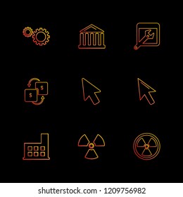 Set of 9 icons, for web, internet, mobile apps, interface design: business, finance, shopping, communication, fitness, computer, media, transportation, travel, easter, christmas, summer, device
