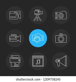 Set of 9 icons, for web, internet, mobile apps, interface design: business, finance, shopping, communication, fitness, computer, media, transportation, travel, easter, christmas, summer, device