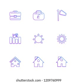 Set of 9 icons, for web, internet, mobile apps, interface design: business, finance, shopping, communication, fitness, computer, media, transportation, travel, easter, christmas, summer, device