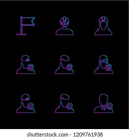 Set of 9 icons, for web, internet, mobile apps, interface design: business, finance, shopping, communication, fitness, computer, media, transportation, travel, easter, christmas, summer, device