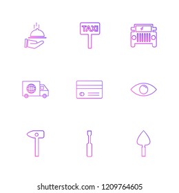 Set of 9 icons, for web, internet, mobile apps, interface design: business, finance, shopping, communication, fitness, computer, media, transportation, travel, easter, christmas, summer, device