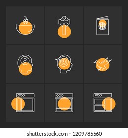 Set of 9 icons, for web, internet, mobile apps, interface design: business, finance, shopping, communication, fitness, computer, media, transportation, travel, easter, christmas, summer, device