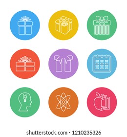 Set of 9 icons, for web, internet, mobile apps, interface design: business, finance, shopping, communication, fitness, computer, media, transportation, travel, easter, christmas, summer, device