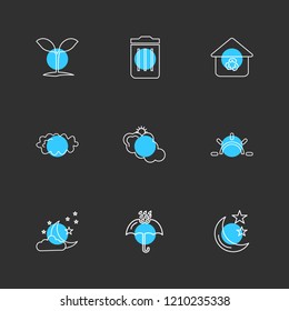 Set of 9 icons, for web, internet, mobile apps, interface design: business, finance, shopping, communication, fitness, computer, media, transportation, travel, easter, christmas, summer, device