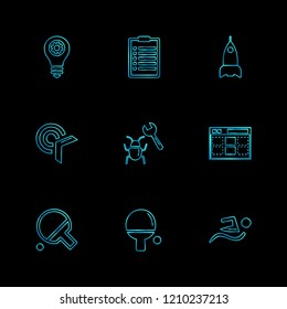 Set of 9 icons, for web, internet, mobile apps, interface design: business, finance, shopping, communication, fitness, computer, media, transportation, travel, easter, christmas, summer, device