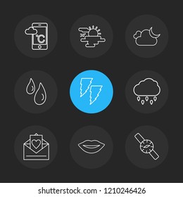 Set of 9 icons, for web, internet, mobile apps, interface design: business, finance, shopping, communication, fitness, computer, media, transportation, travel, easter, christmas, summer, device