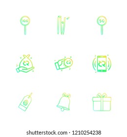 Set of 9 icons, for web, internet, mobile apps, interface design: business, finance, shopping, communication, fitness, computer, media, transportation, travel, easter, christmas, summer, device
