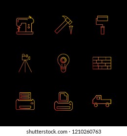 Set of 9 icons, for web, internet, mobile apps, interface design: business, finance, shopping, communication, fitness, computer, media, transportation, travel, easter, christmas, summer, device