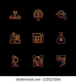 Set of 9 icons, for web, internet, mobile apps, interface design: business, finance, shopping, communication, fitness, computer, media, transportation, travel, easter, christmas, summer, device