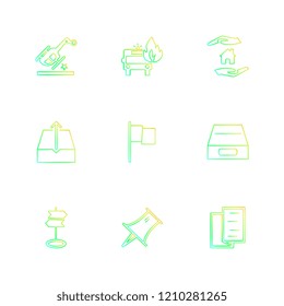 Set of 9 icons, for web, internet, mobile apps, interface design: business, finance, shopping, communication, fitness, computer, media, transportation, travel, easter, christmas, summer, device