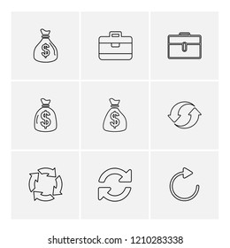 Set of 9 icons, for web, internet, mobile apps, interface design: business, finance, shopping, communication, fitness, computer, media, transportation, travel, easter, christmas, summer, device