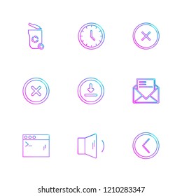 Set of 9 icons, for web, internet, mobile apps, interface design: business, finance, shopping, communication, fitness, computer, media, transportation, travel, easter, christmas, summer, device