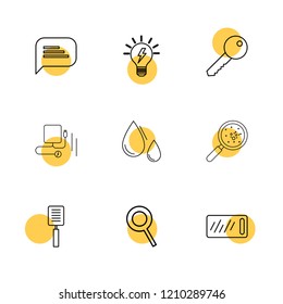 Set of 9 icons, for web, internet, mobile apps, interface design: business, finance, shopping, communication, fitness, computer, media, transportation, travel, easter, christmas, summer, device
