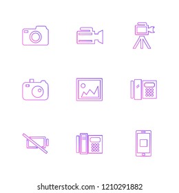 Set of 9 icons, for web, internet, mobile apps, interface design: business, finance, shopping, communication, fitness, computer, media, transportation, travel, easter, christmas, summer, device