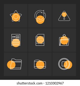 Set of 9 icons, for web, internet, mobile apps, interface design: business, finance, shopping, communication, fitness, computer, media, transportation, travel, easter, christmas, summer, device