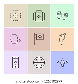 Set of 9 icons, for web, internet, mobile apps, interface design: business, finance, shopping, communication, fitness, computer, media, transportation, travel, easter, christmas, summer, device