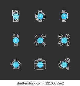 Set of 9 icons, for web, internet, mobile apps, interface design: business, finance, shopping, communication, fitness, computer, media, transportation, travel, easter, christmas, summer, device