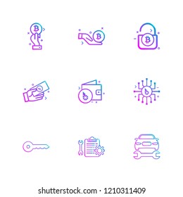 Set of 9 icons, for web, internet, mobile apps, interface design: business, finance, shopping, communication, fitness, computer, media, transportation, travel, easter, christmas, summer, device