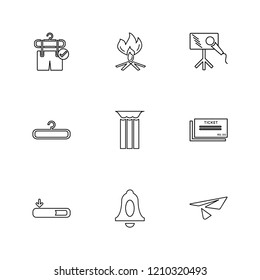 Set of 9 icons, for web, internet, mobile apps, interface design: business, finance, shopping, communication, fitness, computer, media, transportation, travel, easter, christmas, summer, device