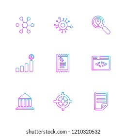 Set of 9 icons, for web, internet, mobile apps, interface design: business, finance, shopping, communication, fitness, computer, media, transportation, travel, easter, christmas, summer, device