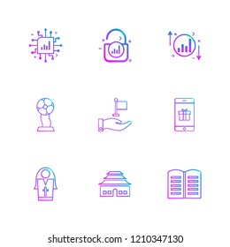 Set of 9 icons, for web, internet, mobile apps, interface design: business, finance, shopping, communication, fitness, computer, media, transportation, travel, easter, christmas, summer, device