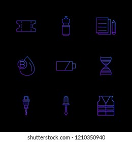 Set of 9 icons, for web, internet, mobile apps, interface design: business, finance, shopping, communication, fitness, computer, media, transportation, travel, easter, christmas, summer, device