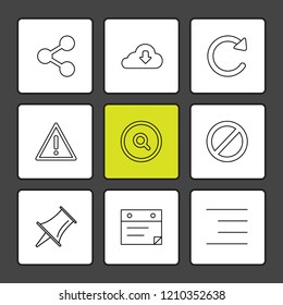 Set of 9 icons, for web, internet, mobile apps, interface design: business, finance, shopping, communication, fitness, computer, media, transportation, travel, easter, christmas, summer, device
