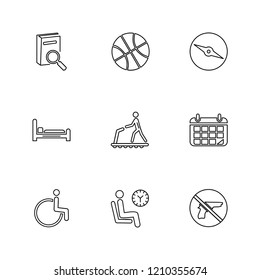Set of 9 icons, for web, internet, mobile apps, interface design: business, finance, shopping, communication, fitness, computer, media, transportation, travel, easter, christmas, summer, device