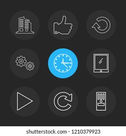 Set of 9 icons, for web, internet, mobile apps, interface design: business, finance, shopping, communication, fitness, computer, media, transportation, travel, easter, christmas, summer, device
