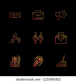 Set of 9 icons, for web, internet, mobile apps, interface design: business, finance, shopping, communication, fitness, computer, media, transportation, travel, easter, christmas, summer, device