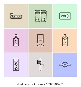 Set of 9 icons, for web, internet, mobile apps, interface design: business, finance, shopping, communication, fitness, computer, media, transportation, travel, easter, christmas, summer, device