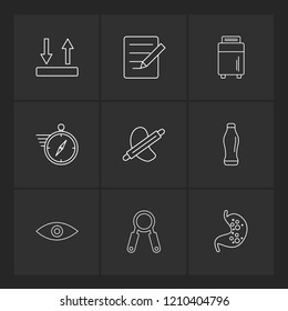 Set of 9 icons, for web, internet, mobile apps, interface design: business, finance, shopping, communication, fitness, computer, media, transportation, travel, easter, christmas, summer, device