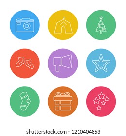 Set of 9 icons, for web, internet, mobile apps, interface design: business, finance, shopping, communication, fitness, computer, media, transportation, travel, easter, christmas, summer, device