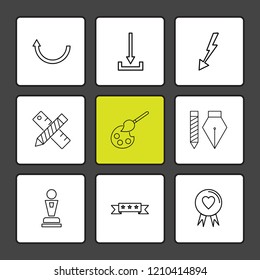 Set of 9 icons, for web, internet, mobile apps, interface design: business, finance, shopping, communication, fitness, computer, media, transportation, travel, easter, christmas, summer, device