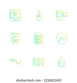 Set of 9 icons, for web, internet, mobile apps, interface design: business, finance, shopping, communication, fitness, computer, media, transportation, travel, easter, christmas, summer, device