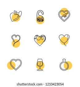 Set of 9 icons, for web, internet, mobile apps, interface design: business, finance, shopping, communication, fitness, computer, media, transportation, travel, easter, christmas, summer, device