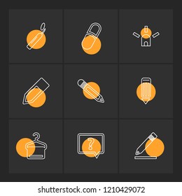 Set of 9 icons, for web, internet, mobile apps, interface design: business, finance, shopping, communication, fitness, computer, media, transportation, travel, easter, christmas, summer, device