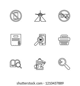 Set of 9 icons, for web, internet, mobile apps, interface design: business, finance, shopping, communication, fitness, computer, media, transportation, travel, easter, christmas, summer, device