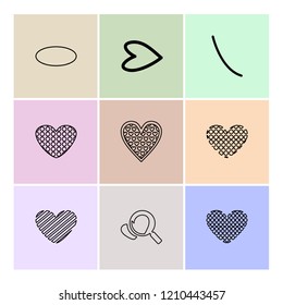 Set of 9 icons, for web, internet, mobile apps, interface design: business, finance, shopping, communication, fitness, computer, media, transportation, travel, easter, christmas, summer, device