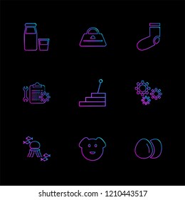 Set of 9 icons, for web, internet, mobile apps, interface design: business, finance, shopping, communication, fitness, computer, media, transportation, travel, easter, christmas, summer, device