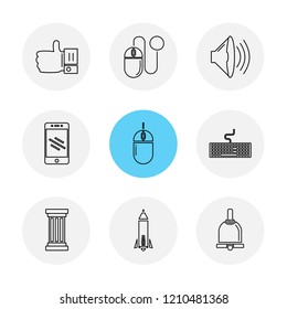 Set of 9 icons, for web, internet, mobile apps, interface design: business, finance, shopping, communication, fitness, computer, media, transportation, travel, easter, christmas, summer, device