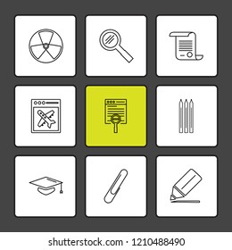 Set of 9 icons, for web, internet, mobile apps, interface design: business, finance, shopping, communication, fitness, computer, media, transportation, travel, easter, christmas, summer, device