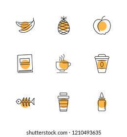 Set of 9 icons, for web, internet, mobile apps, interface design: business, finance, shopping, communication, fitness, computer, media, transportation, travel, easter, christmas, summer, device