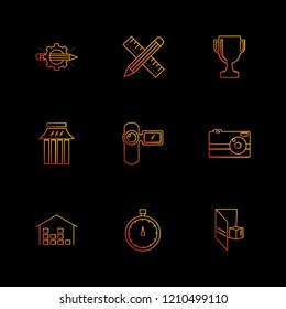 Set of 9 icons, for web, internet, mobile apps, interface design: business, finance, shopping, communication, fitness, computer, media, transportation, travel, easter, christmas, summer, device