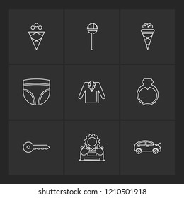 Set of 9 icons, for web, internet, mobile apps, interface design: business, finance, shopping, communication, fitness, computer, media, transportation, travel, easter, christmas, summer, device