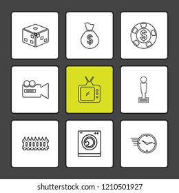 Set of 9 icons, for web, internet, mobile apps, interface design: business, finance, shopping, communication, fitness, computer, media, transportation, travel, easter, christmas, summer, device