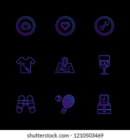 Set of 9 icons, for web, internet, mobile apps, interface design: business, finance, shopping, communication, fitness, computer, media, transportation, travel, easter, christmas, summer, device